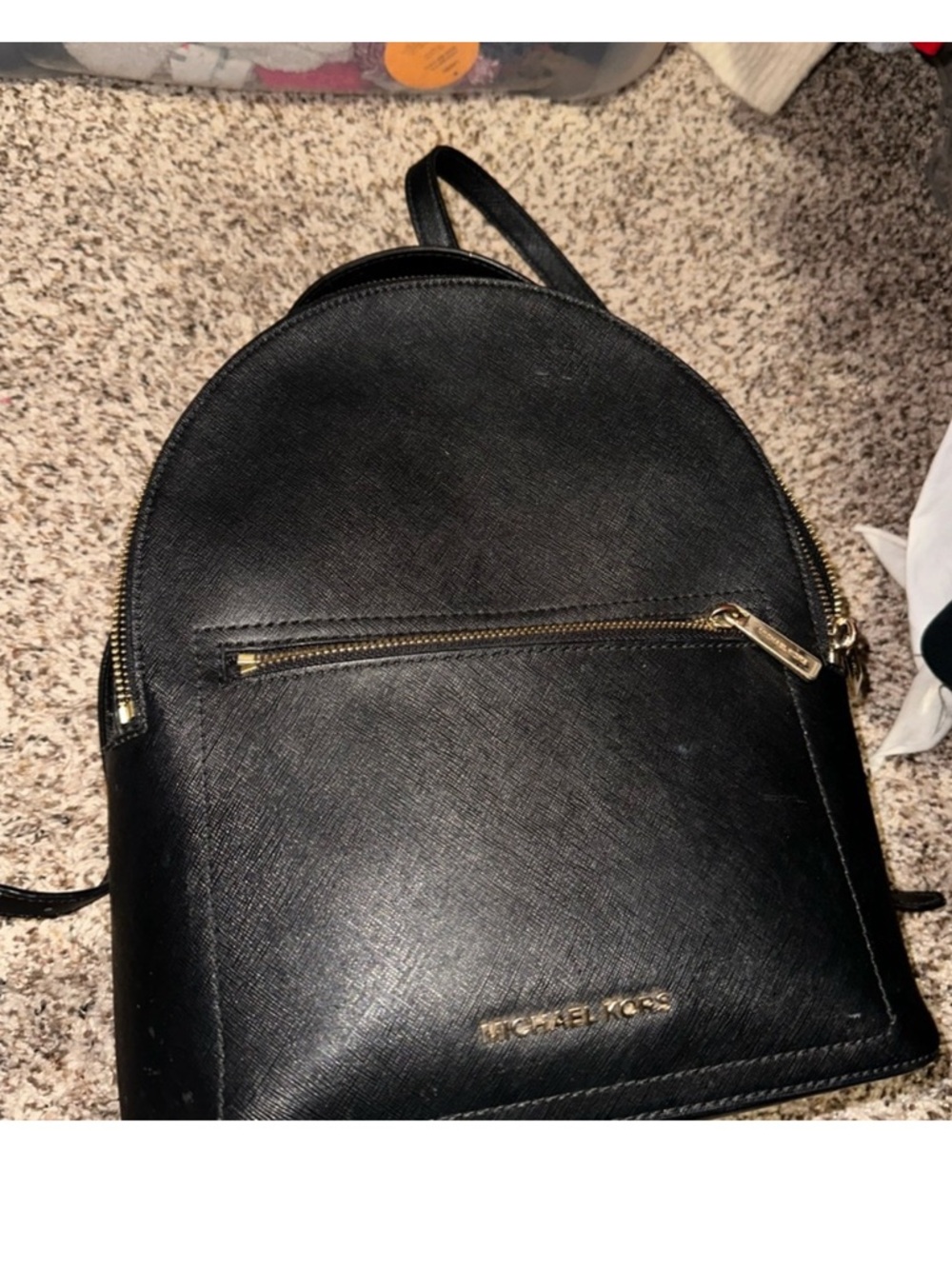 Michael Kors Black Leather Backpack with Gold Hardware
